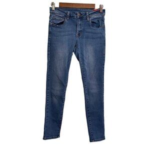 HH Jeans Womens Juniors Blue Dark Wash Stretch Mid Rise Skinny Jeans Size 7